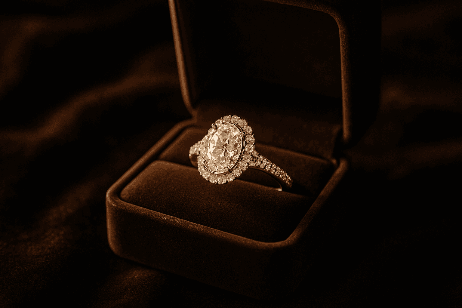 Custom diamond ring in jewelry box