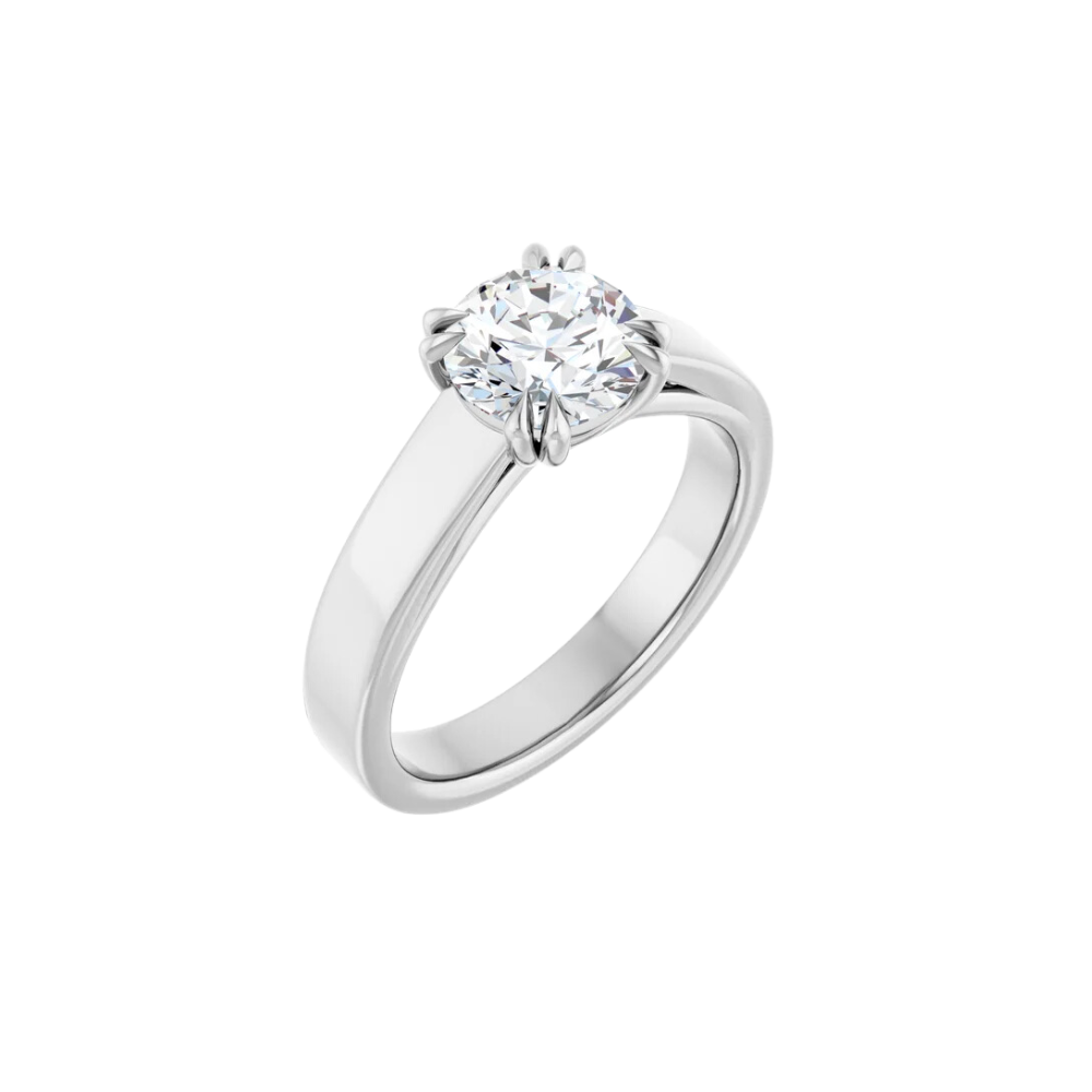 Wide-Band Round Solitaire Engagement Ring