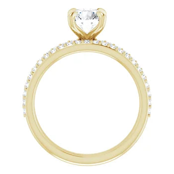 Classic Round Solitaire Engagement Ring with Pavé Band