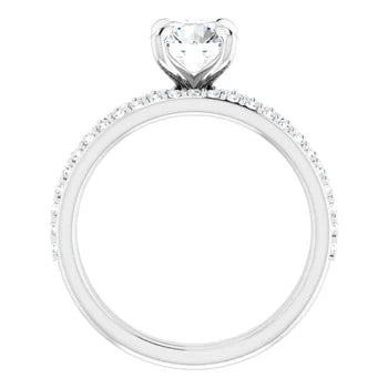 Classic Round Solitaire Engagement Ring with Pavé Band