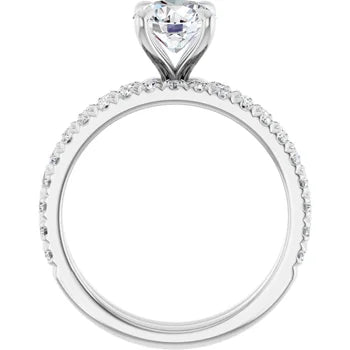 French Set Diamond Engagement Ring