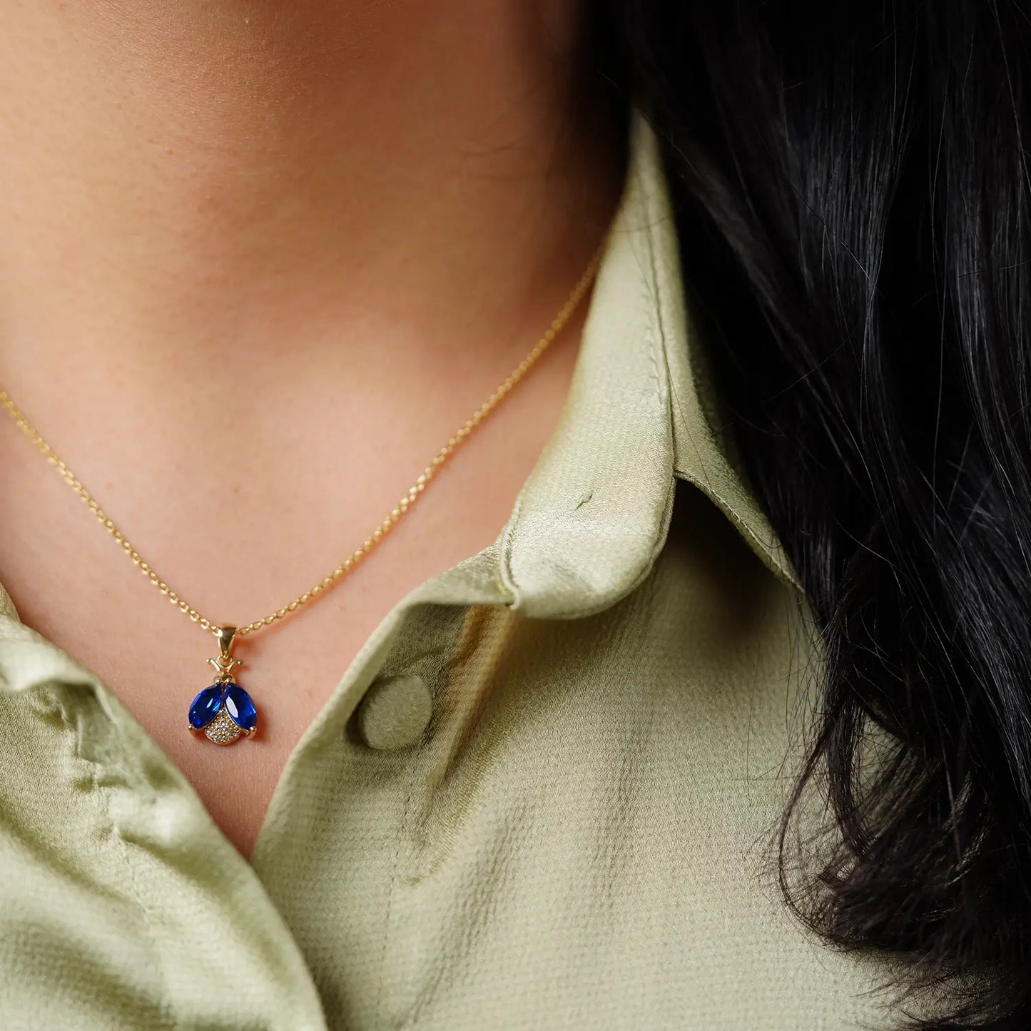 Sapphire Serenity Ladybug Pendant