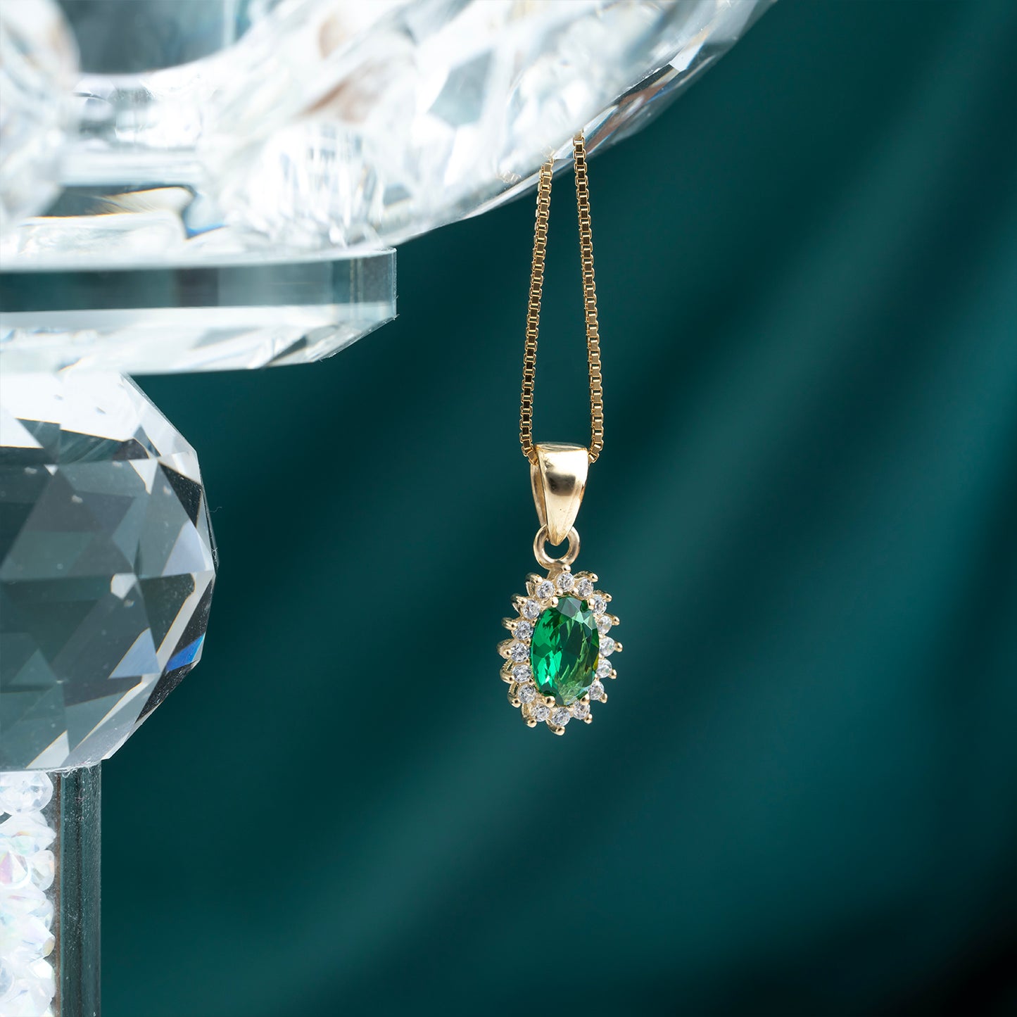 Timeless Emerald Halo Pendant