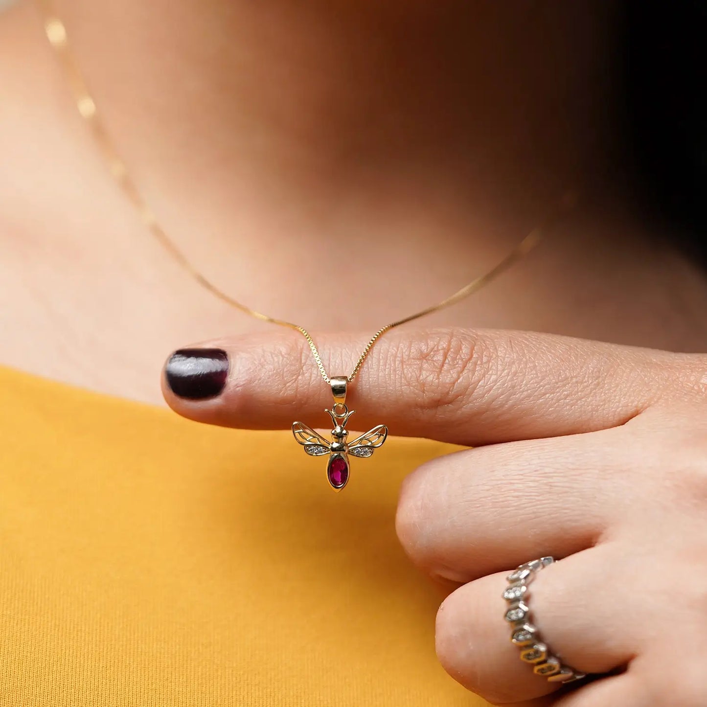 Ruby Blossom Bee Pendant