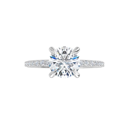 Classic Round Solitaire Engagement Ring with Pavé Band